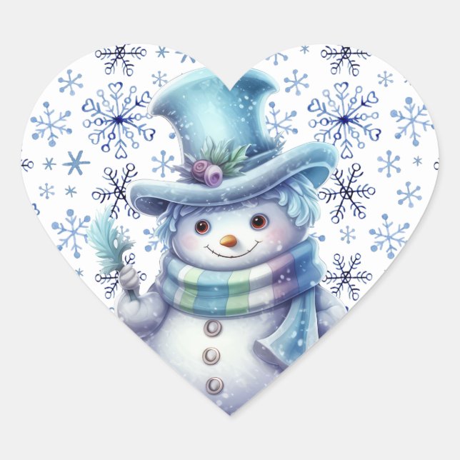 Sticker Cœur Heure d'hiver Snowman (Devant)