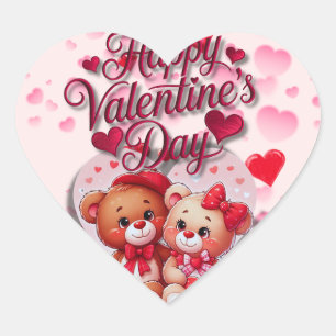 Sticker Cœur Heureuse Sainte-Valentin Aimer les ours