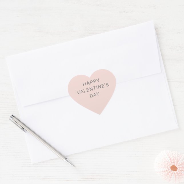 Sticker Cœur Heureuse Sainte-Valentin moderne rose gris (Enveloppe)