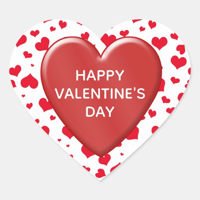 Sticker Cœur Heureuse Sainte-Valentin Random Red Hearts Motif (Devant)