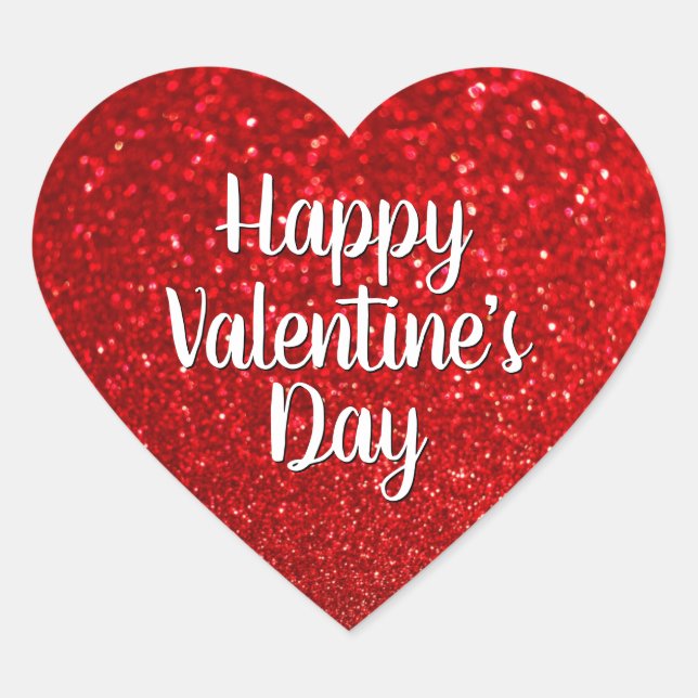 Sticker Cœur Heureuse Sainte-Valentin Red Parties scintillant B (Devant)