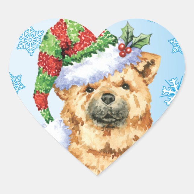Sticker Cœur Heureux Howliday Chow Chow (Devant)