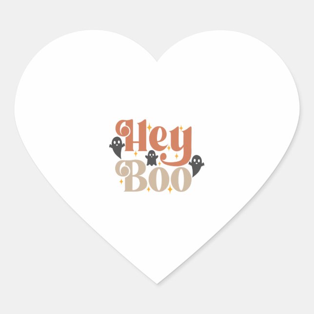 Sticker Cœur Hey Boo Boho Halloween Hey Boo Ghost (Devant)