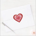 Sticker Cœur Hibiscus & dentelle RED<br><div class="desc">Pour moi, l'hibiscus est l'une des plus belles fleurs. Mon inspiration ici, avec cette fleur, est un romantique motif de dentelle blanche (effet graphique) et un motif de buisson d'hibiscus (dans les mêmes teintes) avec un petit contour d'or clair. Je vous propose un style floral frais, doux et romantique disponible...</div>