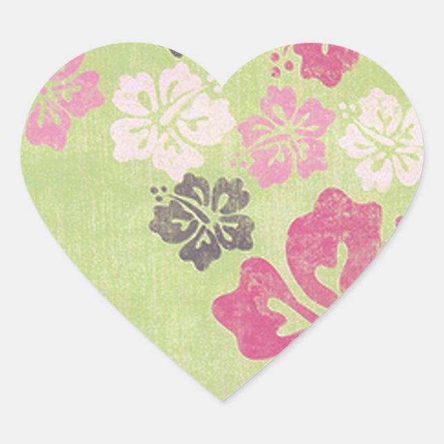 Sticker Cœur Hibiscus vintage (Devant)
