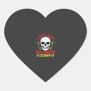 Sticker Cœur Histoire de crâne de design effrayant et flippant