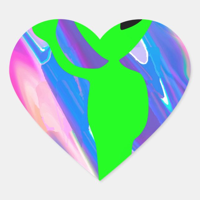 Sticker Cœur Hologramme alien (Devant)