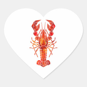 Sticker Cœur Homard polygonal rouge