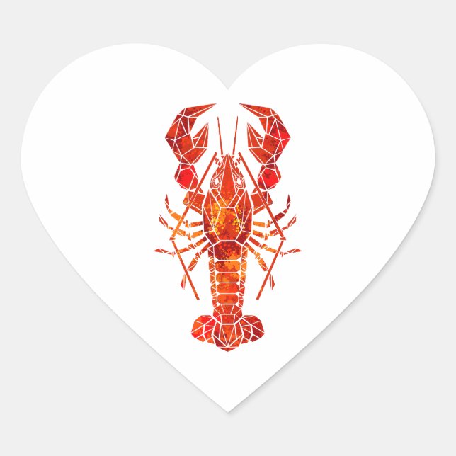 Sticker Cœur Homard polygonal rouge (Devant)
