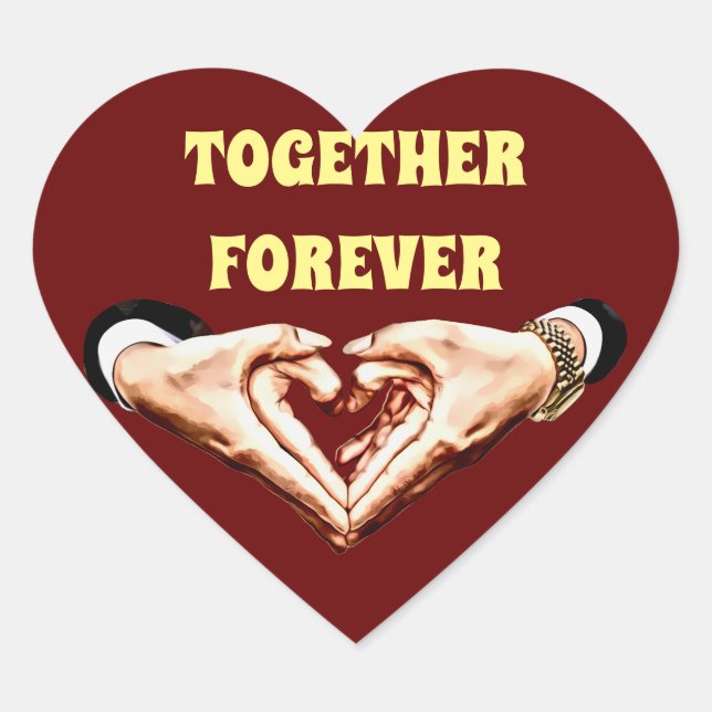 Sticker Cœur Homme femmes couples mains en forme de coeur amour (Devant)