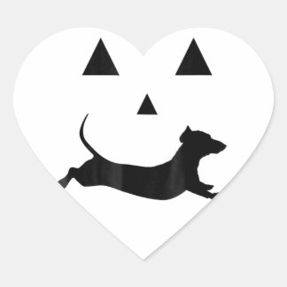 Sticker Cœur Hommes Citrouille Halloween Dachshund Jack-O-Lante