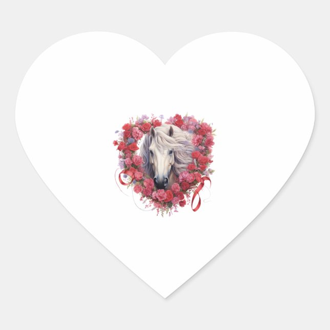 Sticker Cœur Horse Mane Love Ribbons Saint Valentin (Devant)