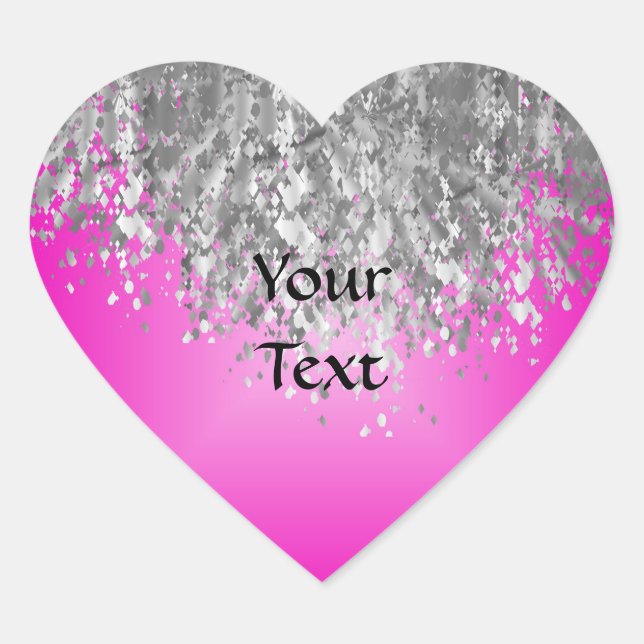 Sticker Cœur Hot pink and faux glitter (Devant)