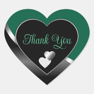 Sticker Cœur Hunter Green Black Hearts Vagues Argent Merci