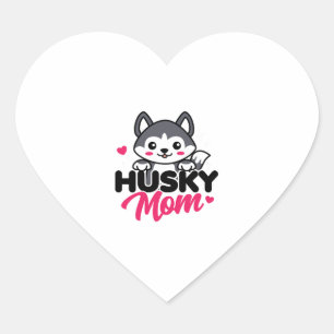 Sticker Cœur Husky Chig Maman Cute Kawaii Design