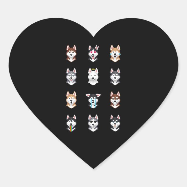 Sticker Cœur Husky Gift | Funny Sibérien Husky Emoji (Devant)