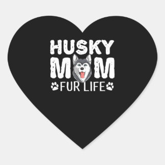Sticker Cœur Husky | Husky Maman Vie Chien Mors Jour Pun Sibéri