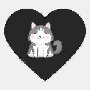 Sticker Cœur Husky Kawaii Siberian Husky Chien japonais Anime