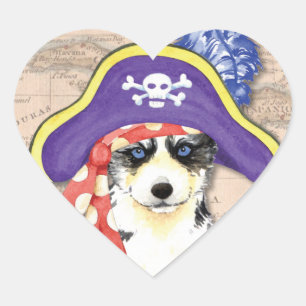 Sticker Cœur Husky Pirate