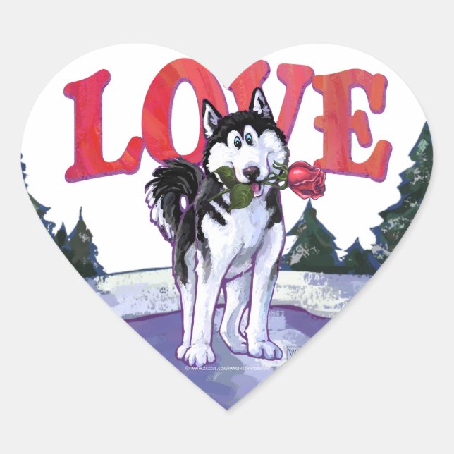 Sticker Cœur Husky Valentine's Day (Devant)