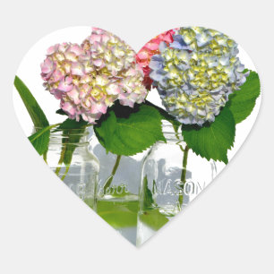 Sticker Cœur Hydrangeas et jarre de Mason