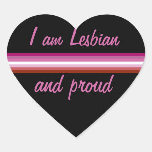 Sticker Cœur I au Leasbian et Proud   Lesbian Flag on Black