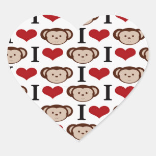 Sticker Cœur I le coeur Monkeys des cadeaux de Valentines de