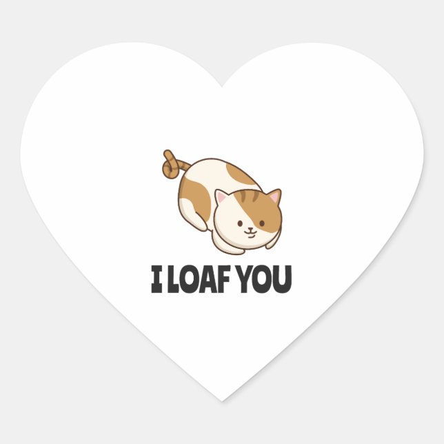 Sticker Cœur I Loaf You Funny Amoureux des chats Cadeau Maman P (Devant)