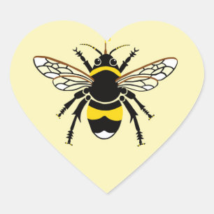 Sticker Cœur I love BEES - Nature - Faune - Ecologie Jaune -