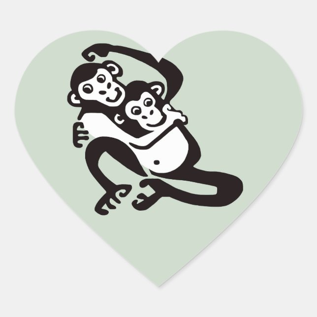 Sticker Cœur I love BONOBOS - Chimpanzé - Faune - Nature - (Devant)