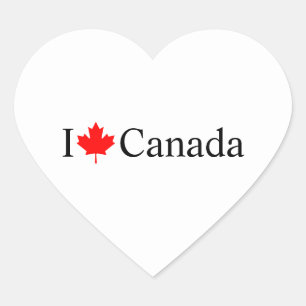 Sticker Cœur I Love Canada typographie à la feuille d'érable ro