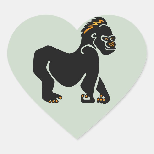 Sticker Cœur I love GORILLAS - Ape - Primate - faune africaine (Devant)