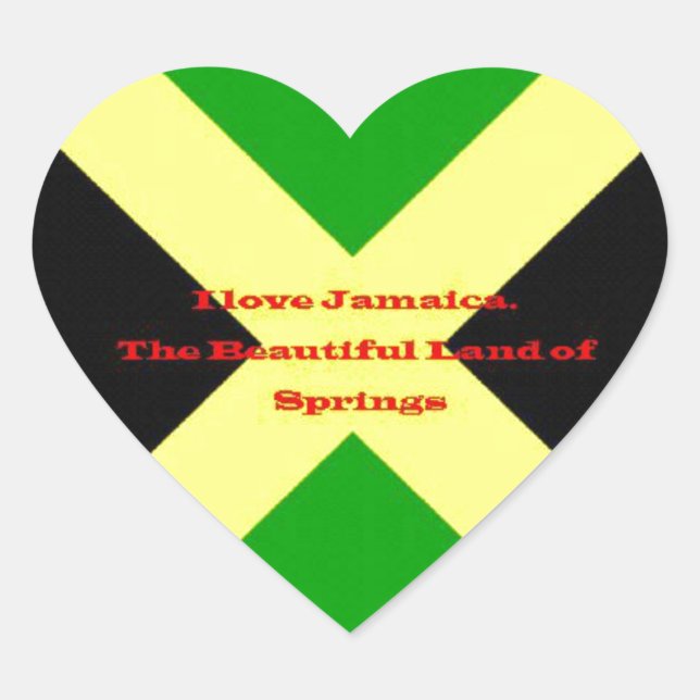 Sticker Cœur I Love Jamaica Text on Flag Art Print (Devant)