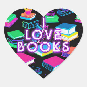 Sticker Cœur I Love Livres Colorful 2