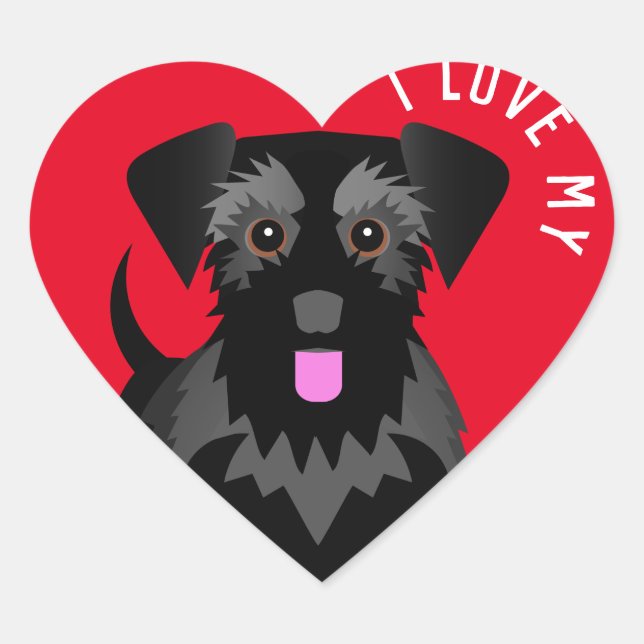 Sticker Cœur I Love My Black Schnauzer Miniature ou Standard (Devant)