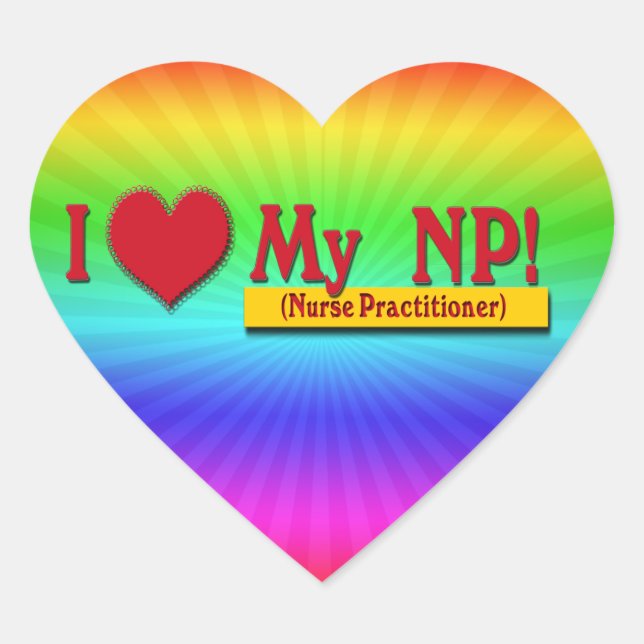 Sticker Cœur I LOVE MY NP VALENTINE - infirmière praticienne (Devant)