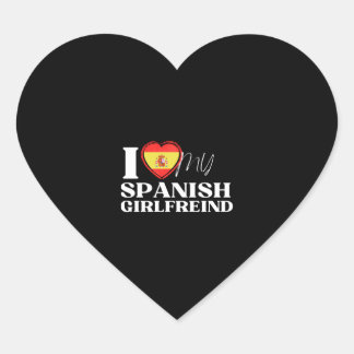 Sticker Cœur I Love My Spanish Girlfriend Multi Nationality Shi