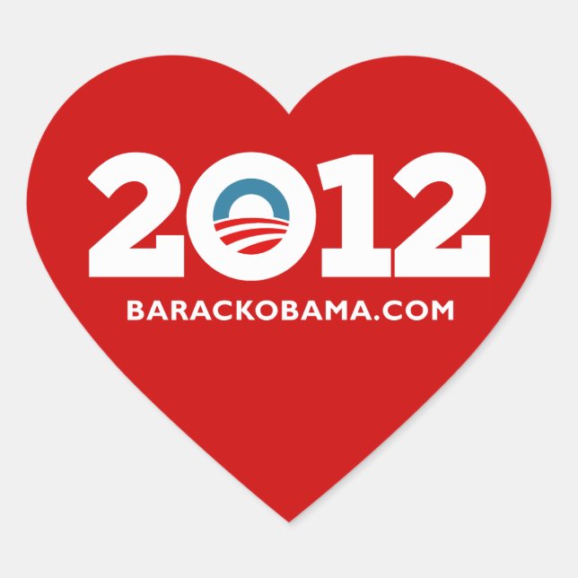Sticker Cœur I Love Obama 2012 (Devant)