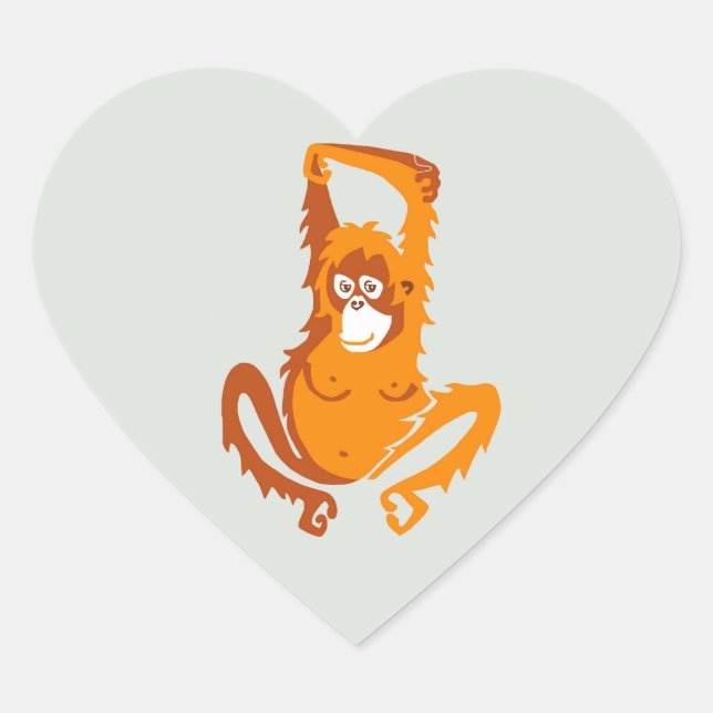 Sticker Cœur I love ORANGUTANS - Graphique original - Nature - (Devant)