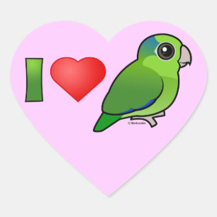 Sticker Cœur I Love Pacific Parrotlets (vert)