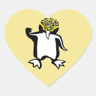 Sticker Cœur I love PENGUINS - Faune - Nature - Jaune