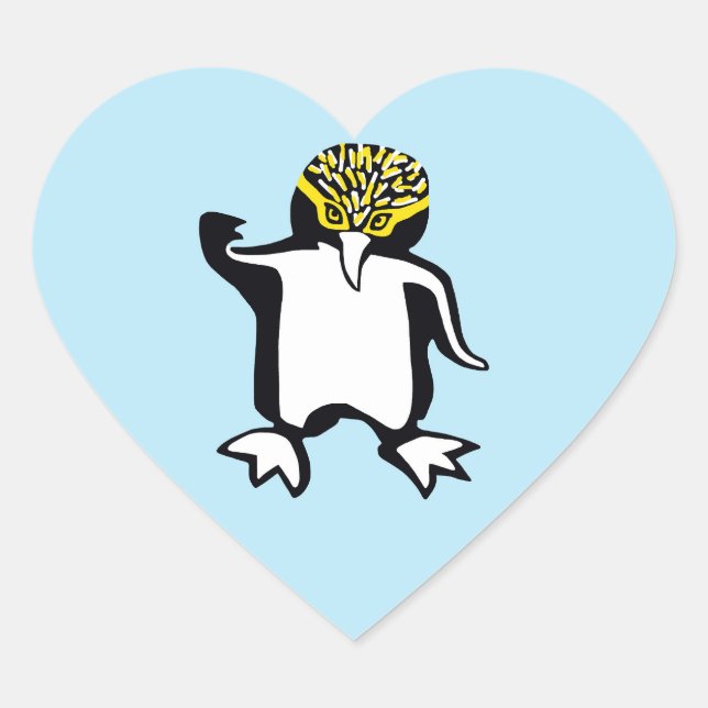 Sticker Cœur I love PENGUINS - Faune - Nature - Jaune (Devant)