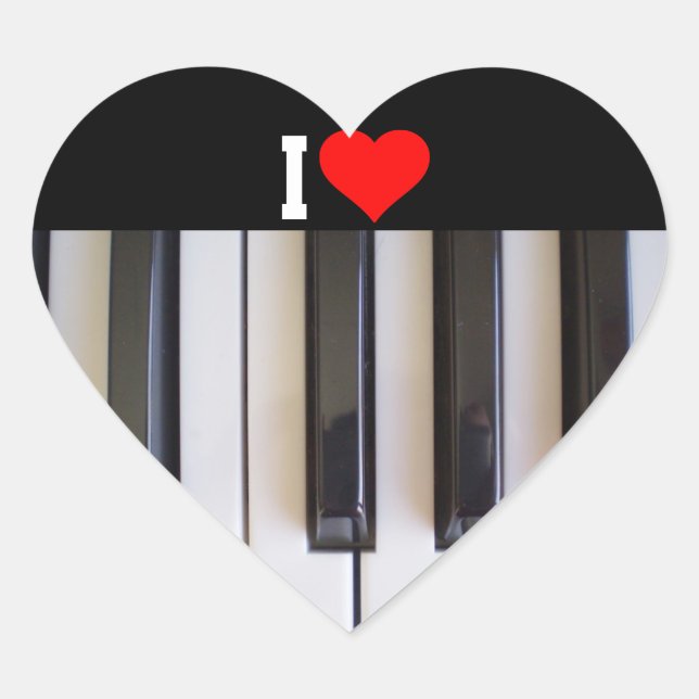 Sticker Cœur I Love Piano (Devant)