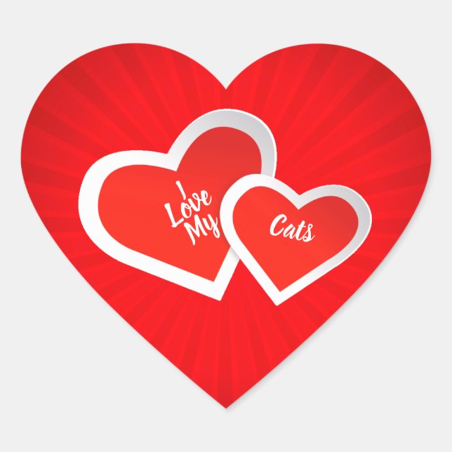 Sticker Cœur "I Love" Rouge & Blanc, Coeurs mignons .. Personna (Devant)