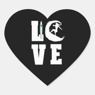 Sticker Cœur I Love Surfing Surf Amateurs