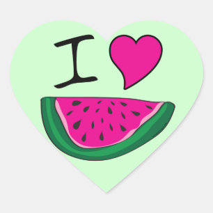 Sticker Cœur I Love Watermelon