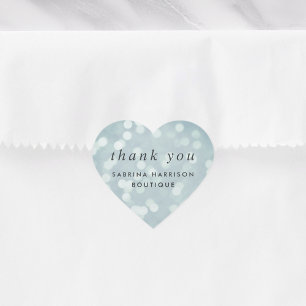 Sticker Cœur Ice Blue Bokeh   Merci d'entreprise personnalisé