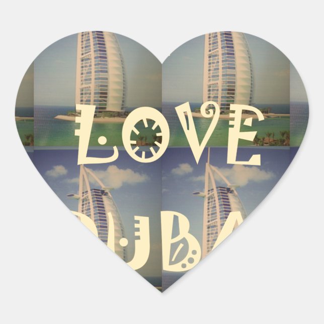 Sticker Cœur Iconic Dubai : "I Love Dubai" Vector Graphisme (Devant)