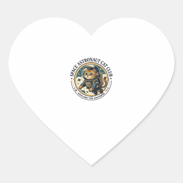 Sticker Cœur Idée cadeau papa chat astronaute spatial - Astr (Devant)