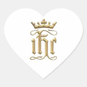 Sticker Cœur IHC "3-D" en or avec couronne